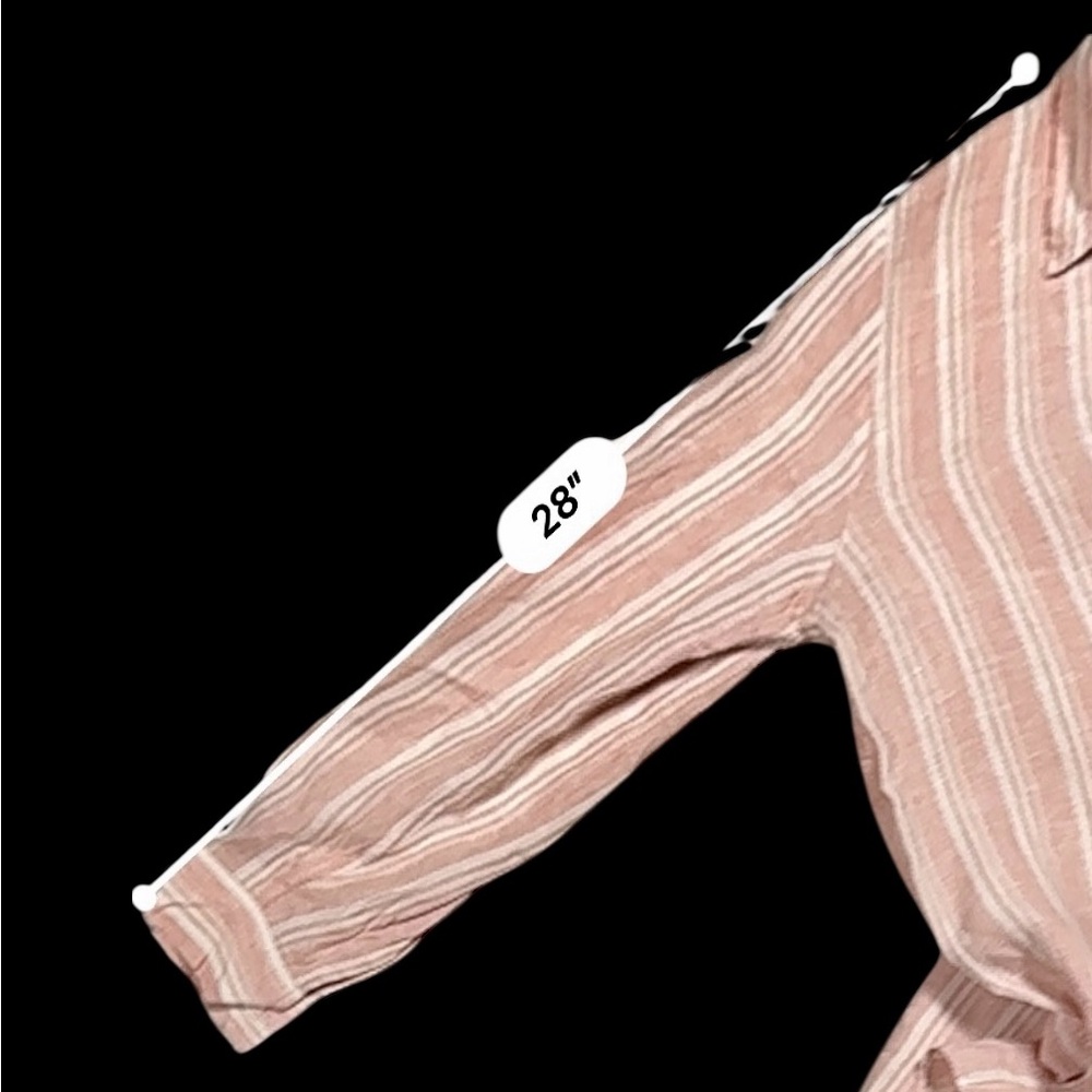 Gap Pink Stripe 100% Linen Boyfriend Shirt – Size L - Picture 9 of 13